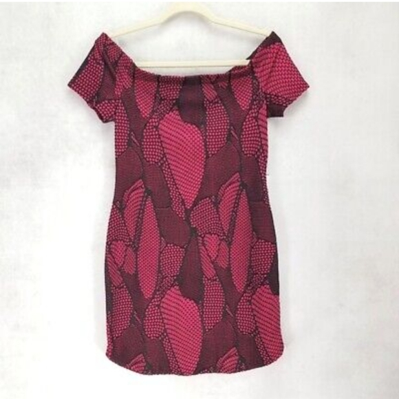 Bailey Blue Nordstrom XL Off Shoulder Mini dress Black/Fuchsia Pink NWT - Picture 6 of 12